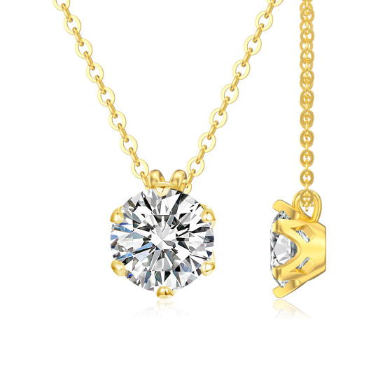 14K Gold Round Moissanite Pendant Necklace