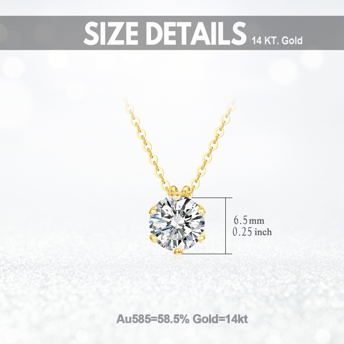 14K Gold Round Moissanite Pendant Necklace-6