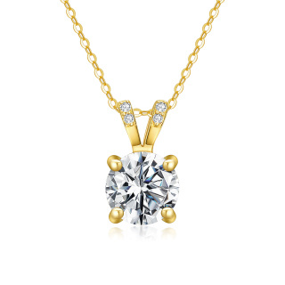 10K Gold Round Moissanite Pendant Necklace For Women-26