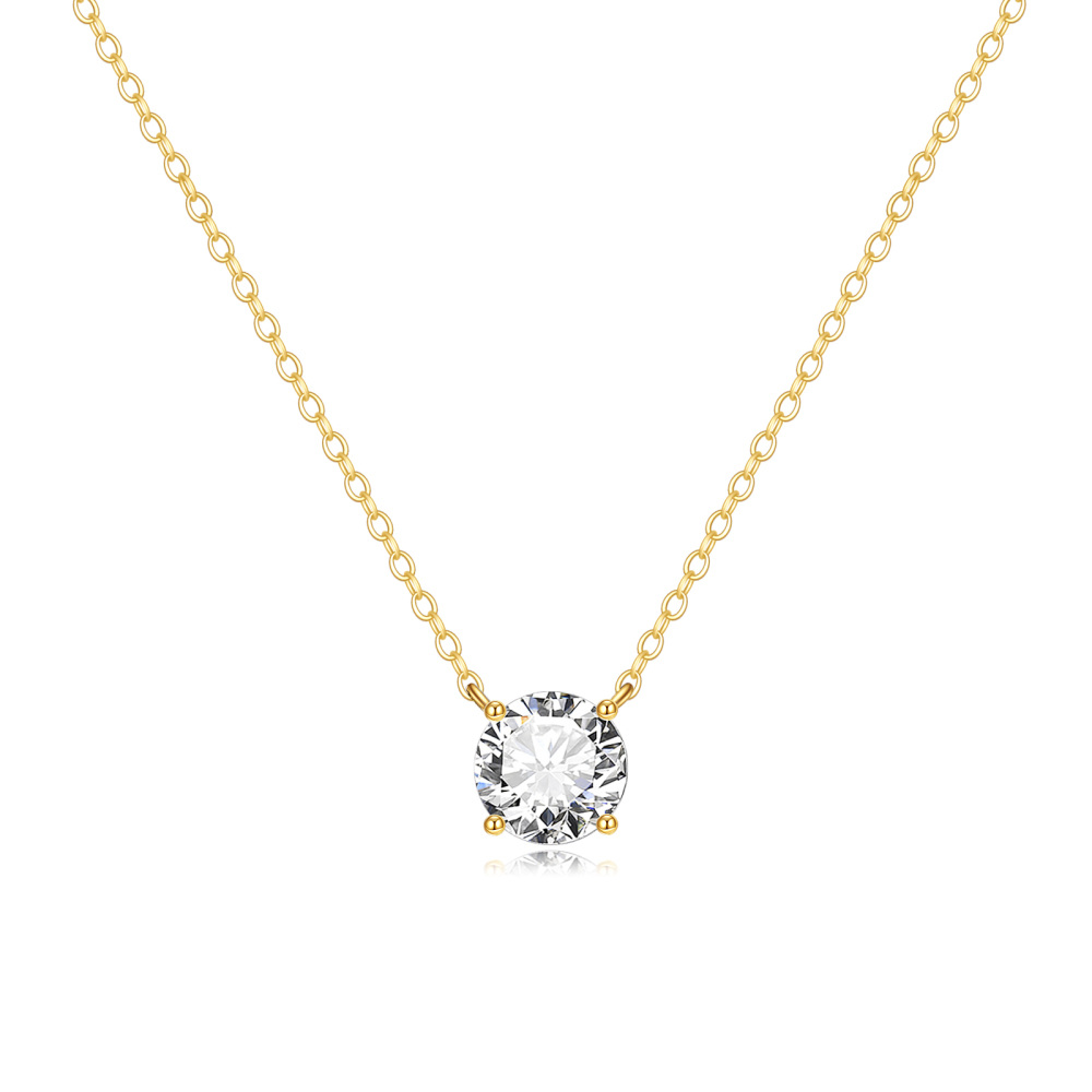 Collar con colgante de cuentas redondas de moissanita de oro amarillo de 14 quilates para mujer-1