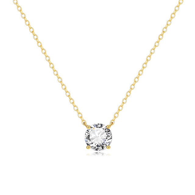 Colar com pingente redondo de moissanite em ouro 14K-1