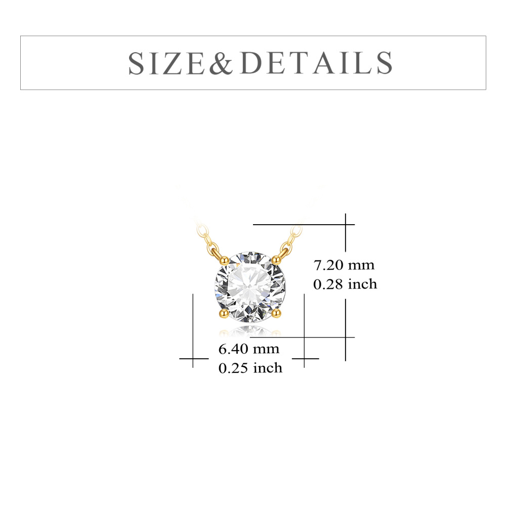 Collar con colgante de cuentas redondas de moissanita de oro amarillo de 14 quilates para mujer-5