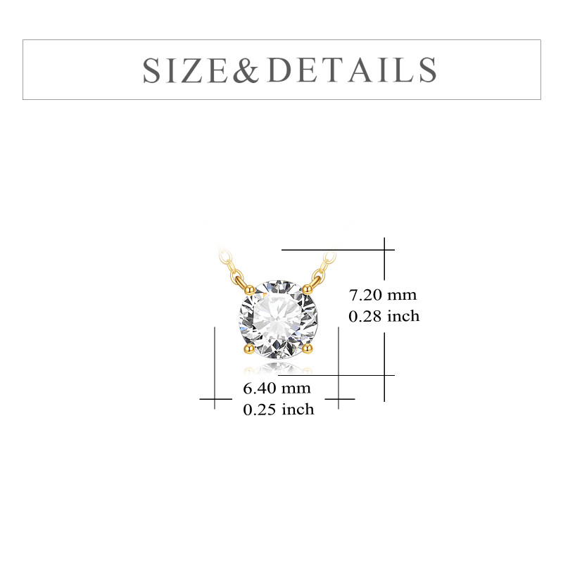 Colar com pendente redondo de moissanita em ouro branco 10K-5