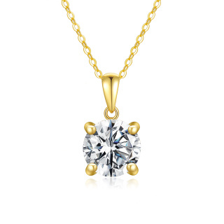 10K Gold Round Moissanite Pendant Necklace-21