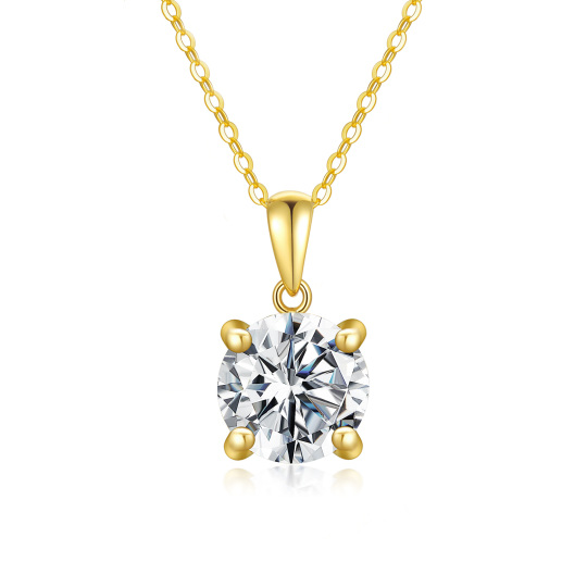 14K Gold Round Moissanite Pendant Necklace