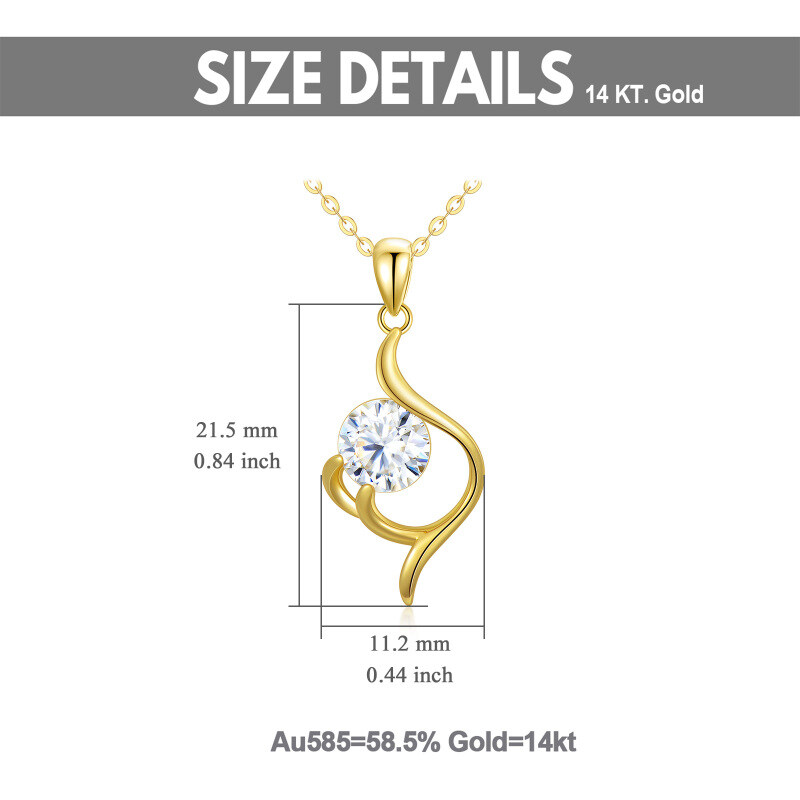 14K Gold Round Moissanite Pendant Necklace For Women-6