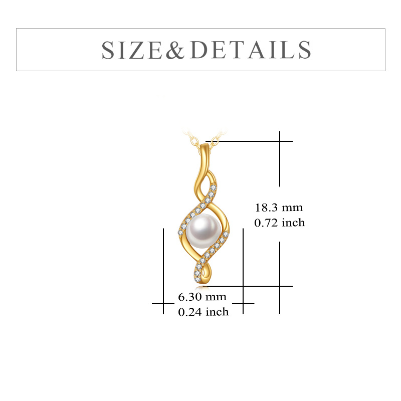 10K Gold Round Pearl Infinity Symbol Pendant Necklace-6