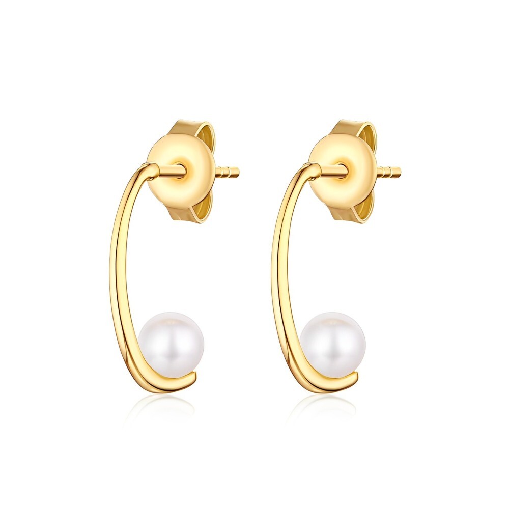 Pendientes de perlas redondas en oro de 14 quilates-1