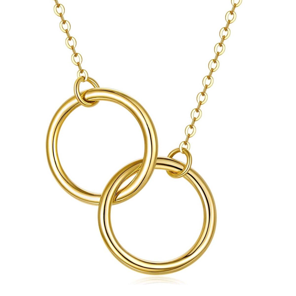 Collar con colgante redondo de oro de 14 quilates-1