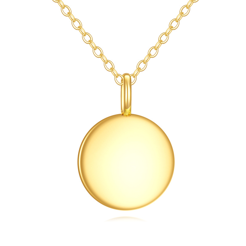 Collar colgante redondo de oro de 14 quilates-1