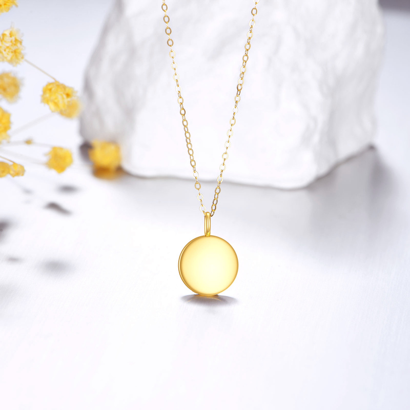 Collar colgante redondo de oro de 14 quilates-3