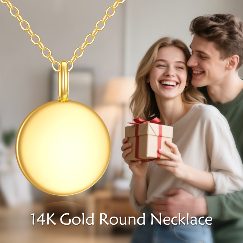 Collar colgante redondo de oro de 14 quilates-5