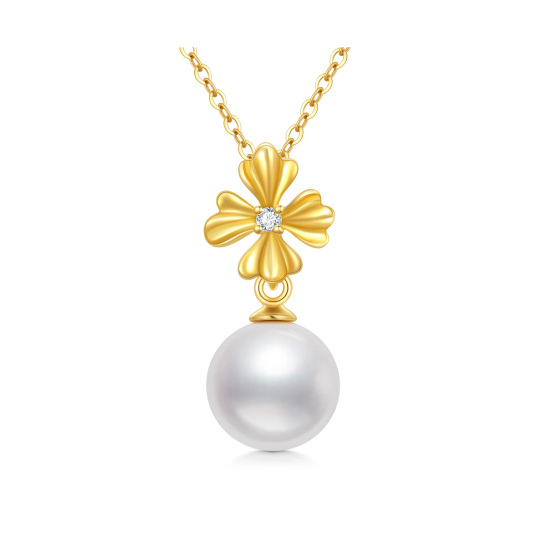 Collana con ciondolo rotondo con zirconia cubica in oro 14K