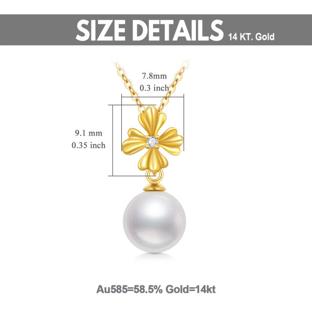 14K Gold Cubic Zirconia Round Pendant Necklace-5