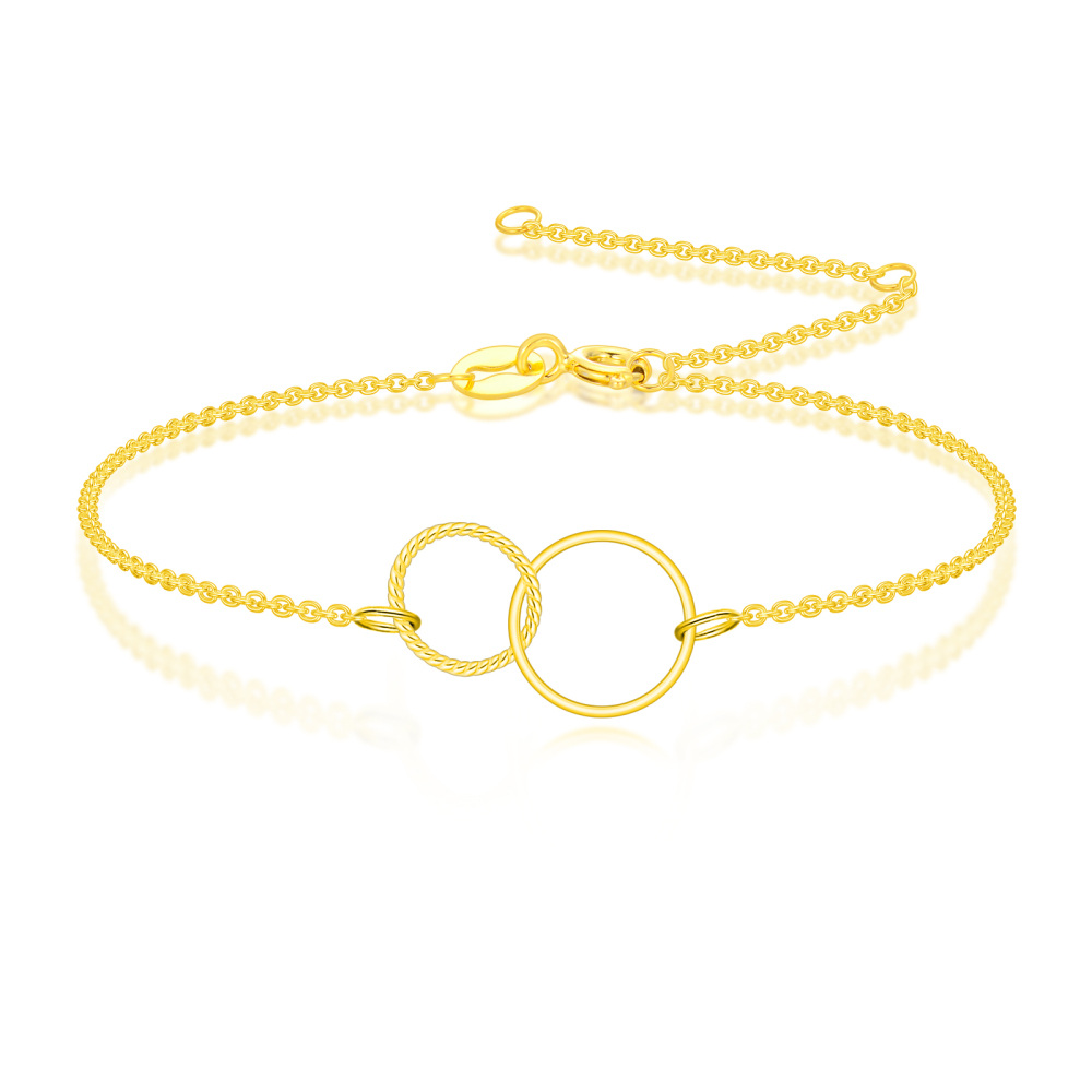 10K Gold Round Ring Charm Bracelet-1