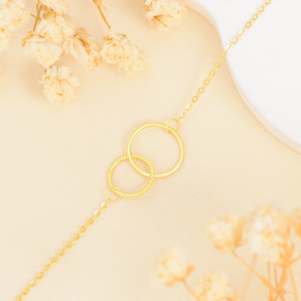 10K Gold Round Ring Charm Bracelet-3