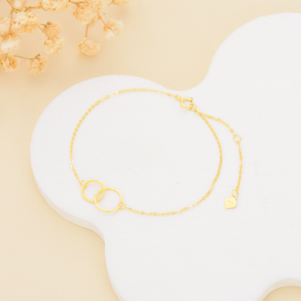 10K Gold Round Ring Charm Bracelet-4