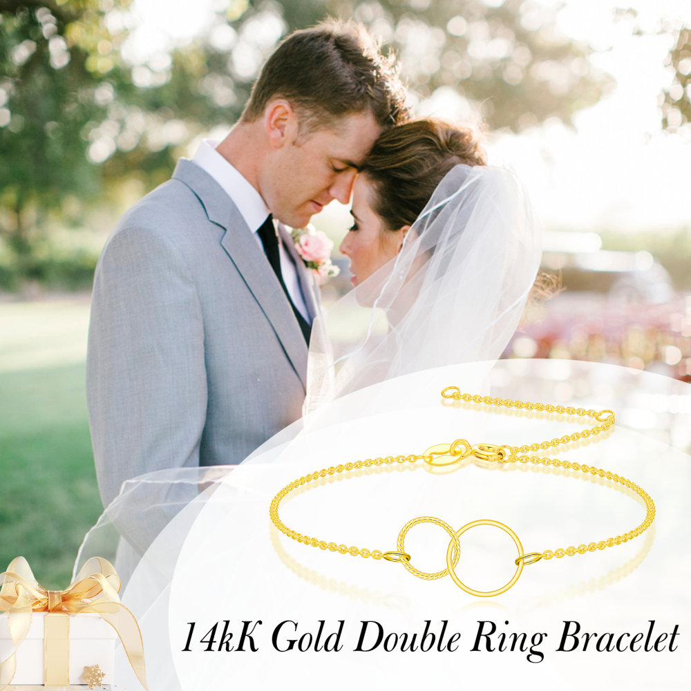 10K Gold Round Ring Charm Bracelet-6
