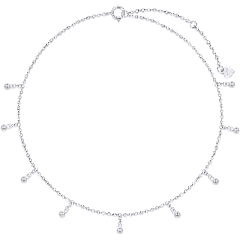 Tornozeleira de camada única redonda/esférica em ouro 10K-1