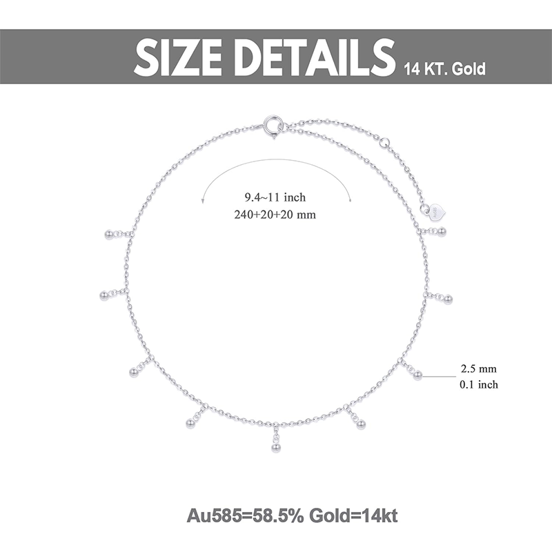 10K Gold Round/Spherical Single Layer Anklet-4