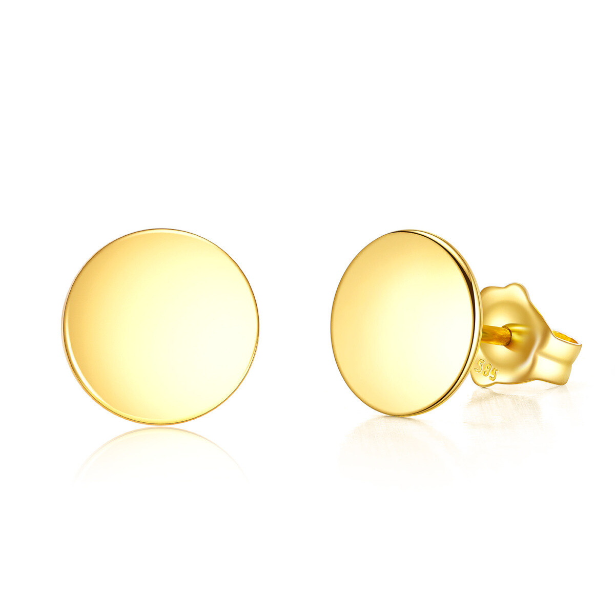 10K Gold Round Stud Earrings-1