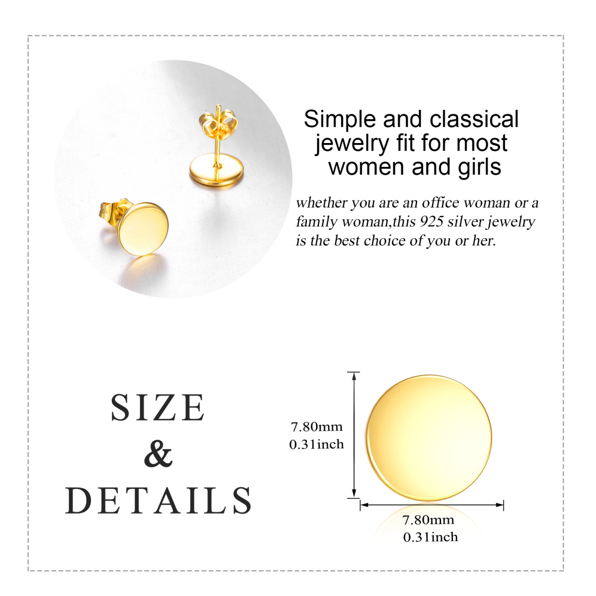 10K Gold Round Stud Earrings-6