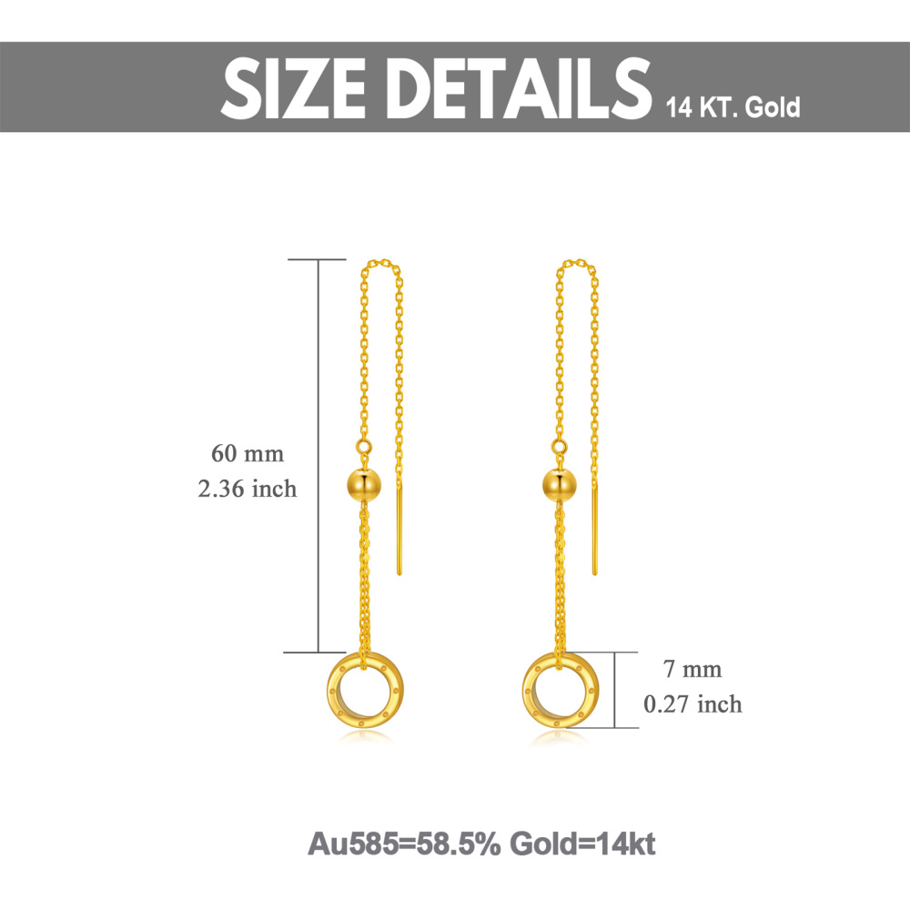 10K Gold Round Threader Earrings-5