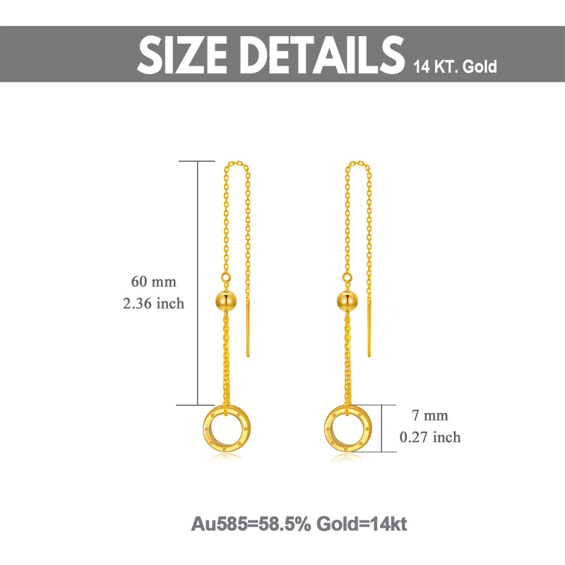14K Gold Round Threader Earrings-5