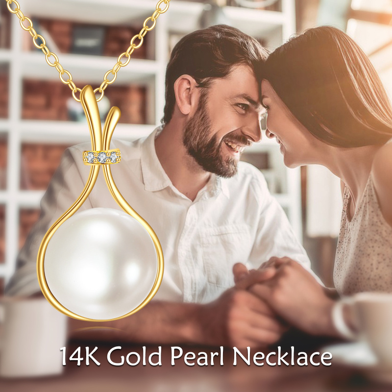 قلادة من الذهب عيار 10 قيراط مرصعة باللؤلؤ الأسود-6