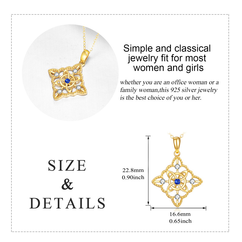 قلادة من الذهب عيار 10 قيراط مرصعة بالزركون الدائري بتصميم عقدة سلتيك-5