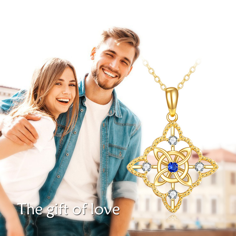 قلادة من الذهب عيار 10 قيراط مرصعة بالزركون الدائري بتصميم عقدة سلتيك-6