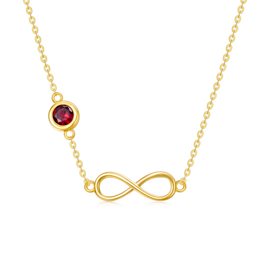 10K Gold Round Zircon Infinite Symbol Pendant Necklace