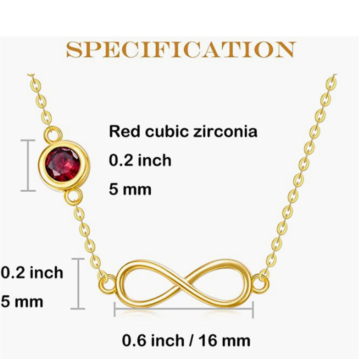 10K Gold Round Zircon Infinite Symbol Pendant Necklace-5