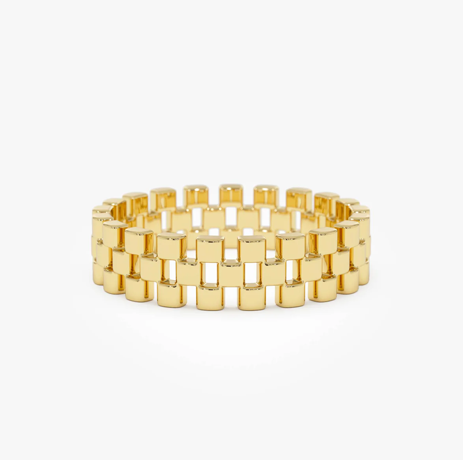 10K Gold 3 Row Link Ring-1