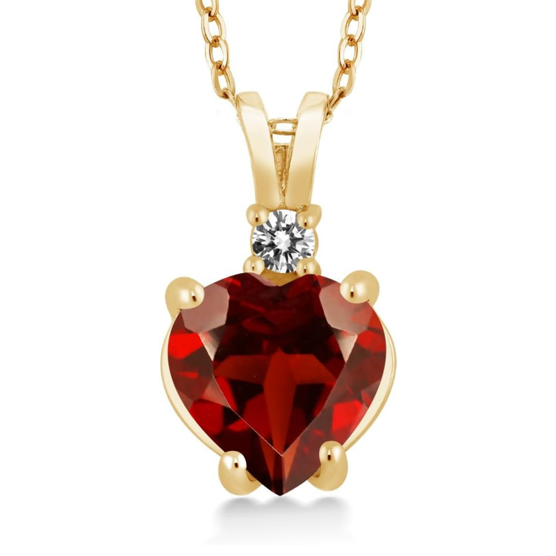 10K Gold Ruby Couple Grandmother & Mother Sisters Heart Necklace Gemstone Necklaces-5