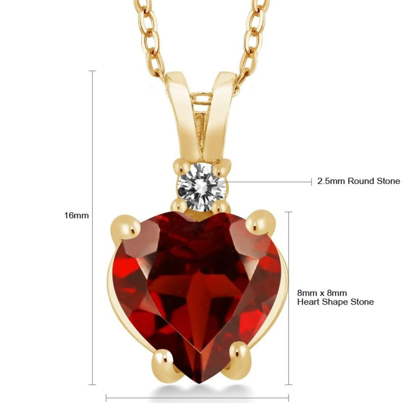 Collar con colgante de corazón, moissanita y rubí en oro blanco de 10 quilates, que representa a una pareja, la abuela, la madre, las hermanas y la figura de la abuela.-3