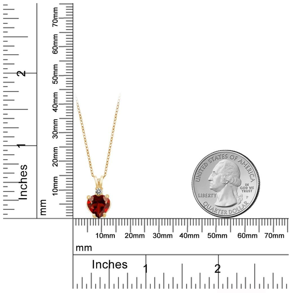 10K Gold Ruby Couple Grandmother & Mother Sisters Heart Necklace Gemstone Necklaces-4