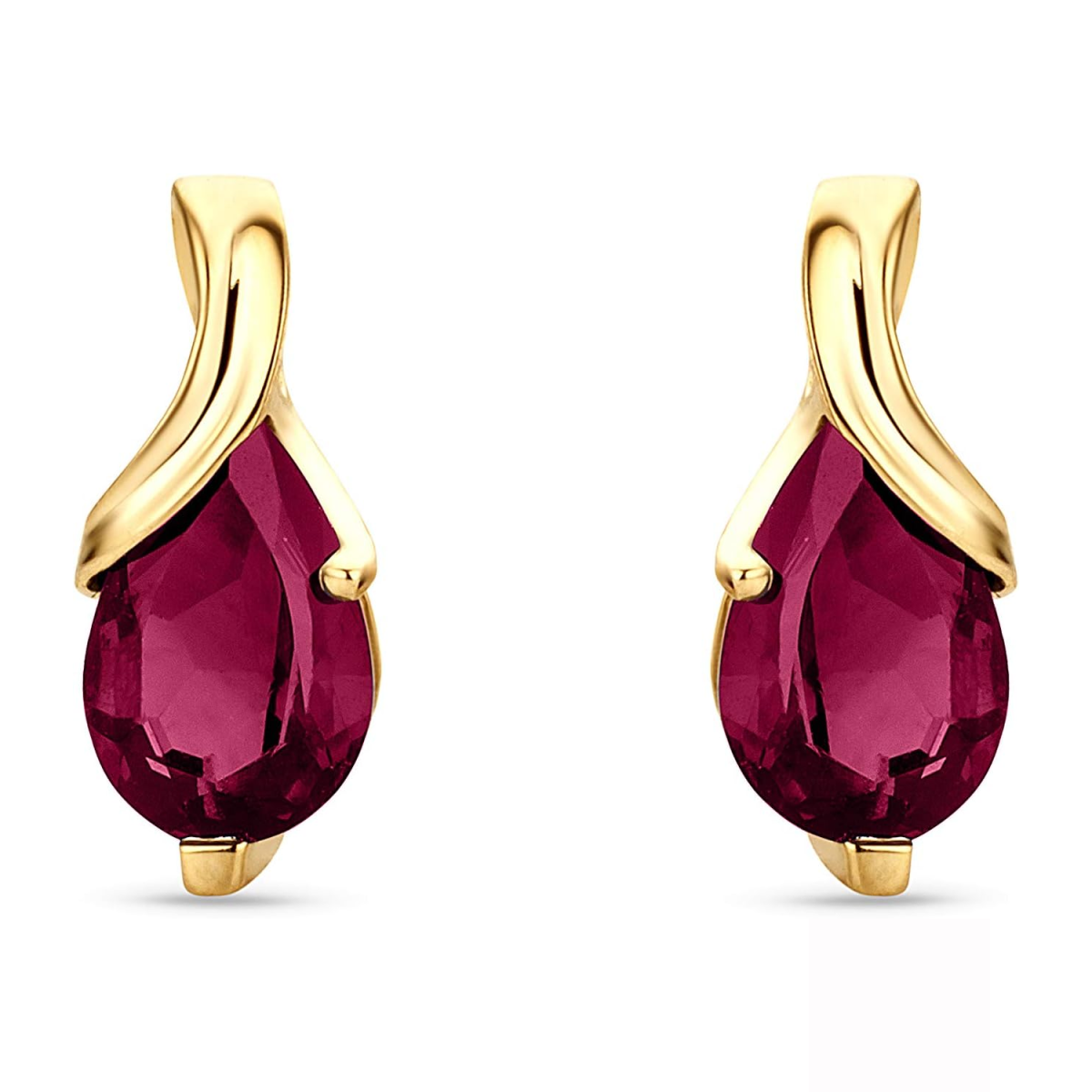 14K Gold Ruby Grandmother & Mother Drop Shape Stud Earrings Gemstone Earrings-1