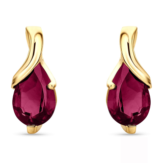 14K Gold Ruby Grandmother & Mother Drop Shape Stud Earrings Gemstone Earrings-13