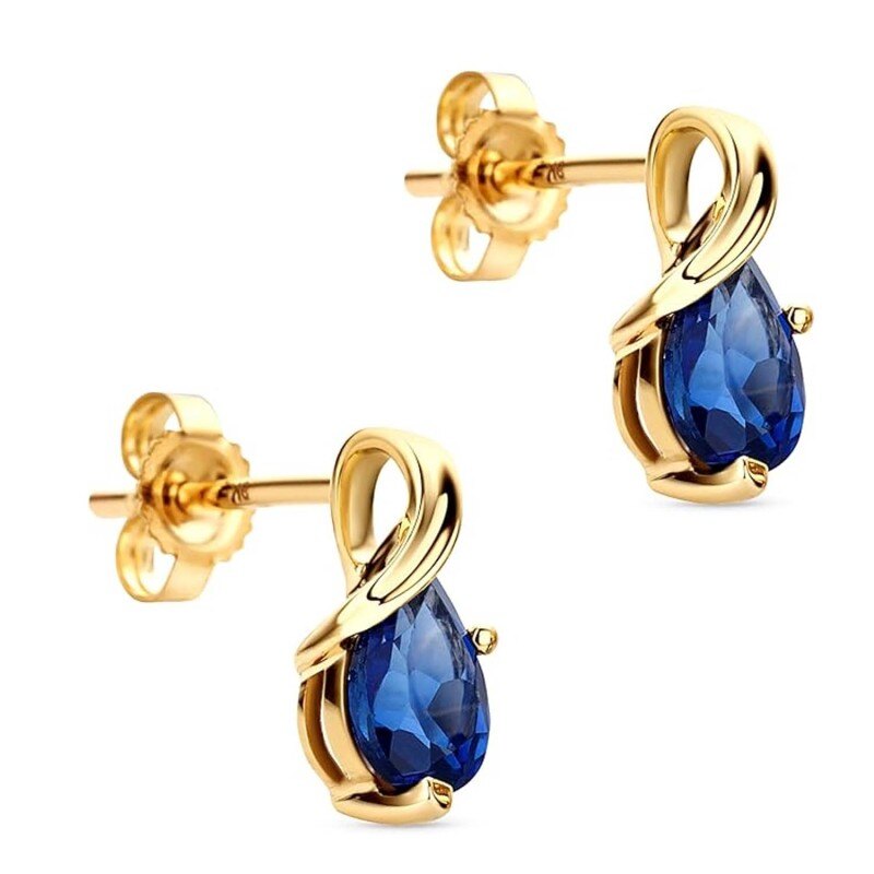 18K Gold Ruby Grandmother & Mother Drop Shape Stud Earrings Gemstone Earrings-4