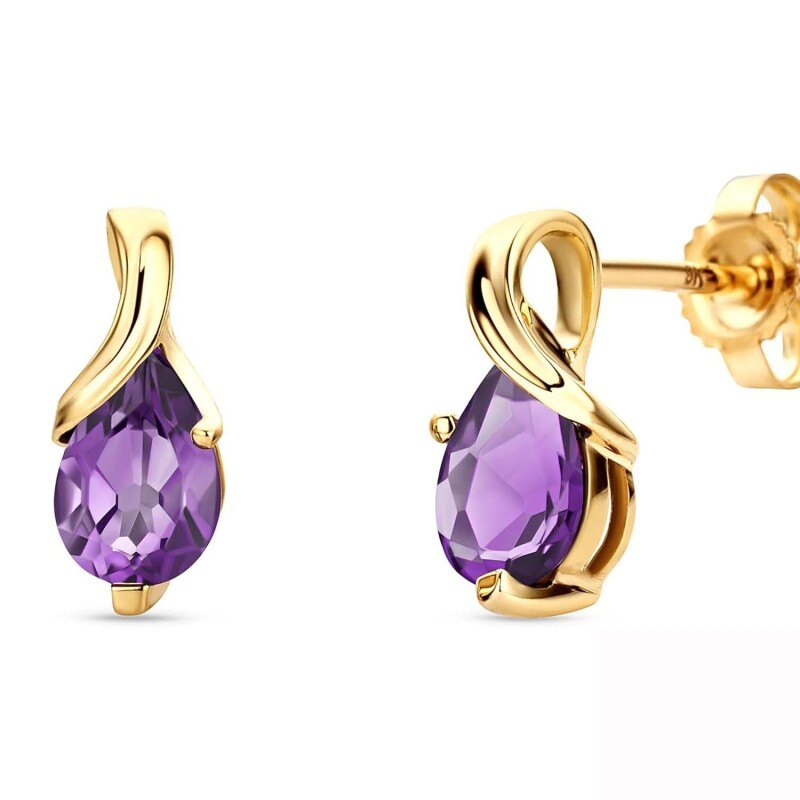 18K Gold Ruby Grandmother & Mother Drop Shape Stud Earrings Gemstone Earrings-5