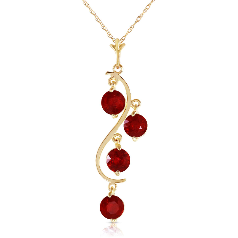 10K Gold Ruby Round Pendant Necklace Gemstone Necklaces-17