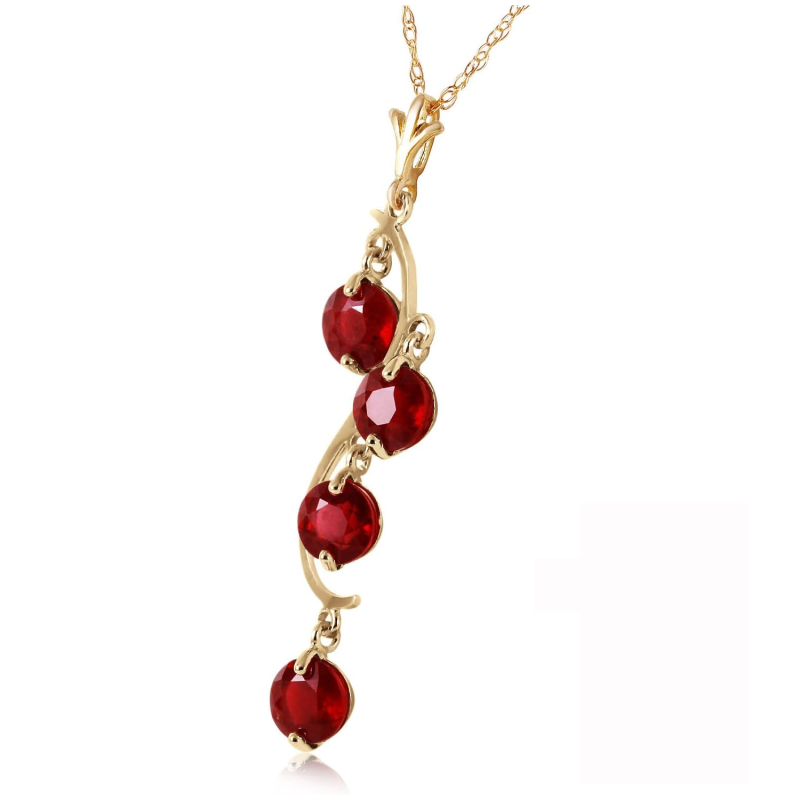 Naszyjnik z okrągłym wisiorkiem z 14-karatowego białego złota z rubinem-3