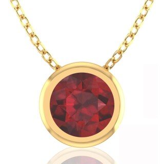 14K Gold Ruby Round Pendant Necklace Gemstone Necklace-3