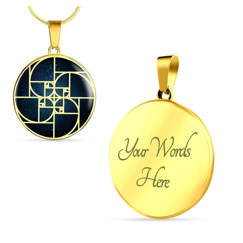 Collar de geometría sagrada de oro de 14 quilates, joyería geek, regalo para maestros, collar de proporción áurea, collar geométrico-3