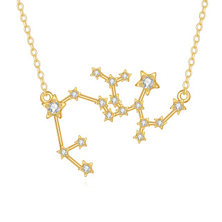 10K Gold Cubic Zirconia Sagittarius Pendant Necklace-17