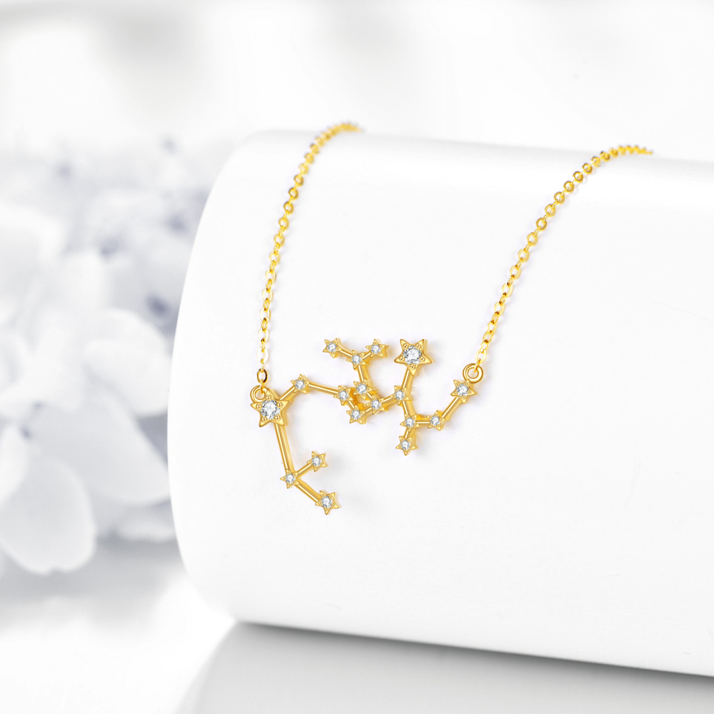 10K Gold Cubic Zirconia Sagittarius Pendant Necklace-4