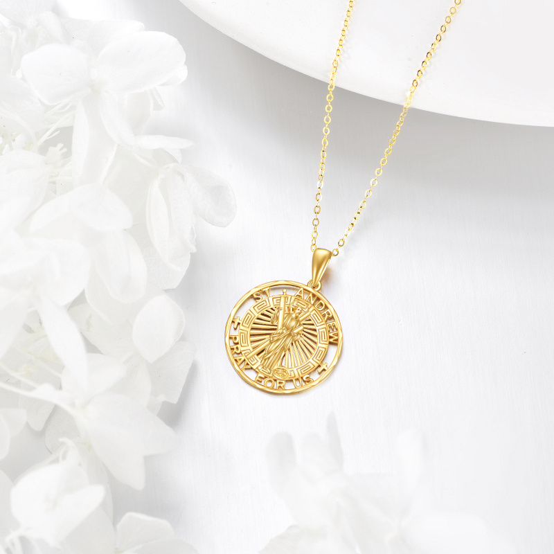 قلادة سانت أندرو من الذهب الأبيض عيار 14 قيراطًا مع كلمة محفورة-3