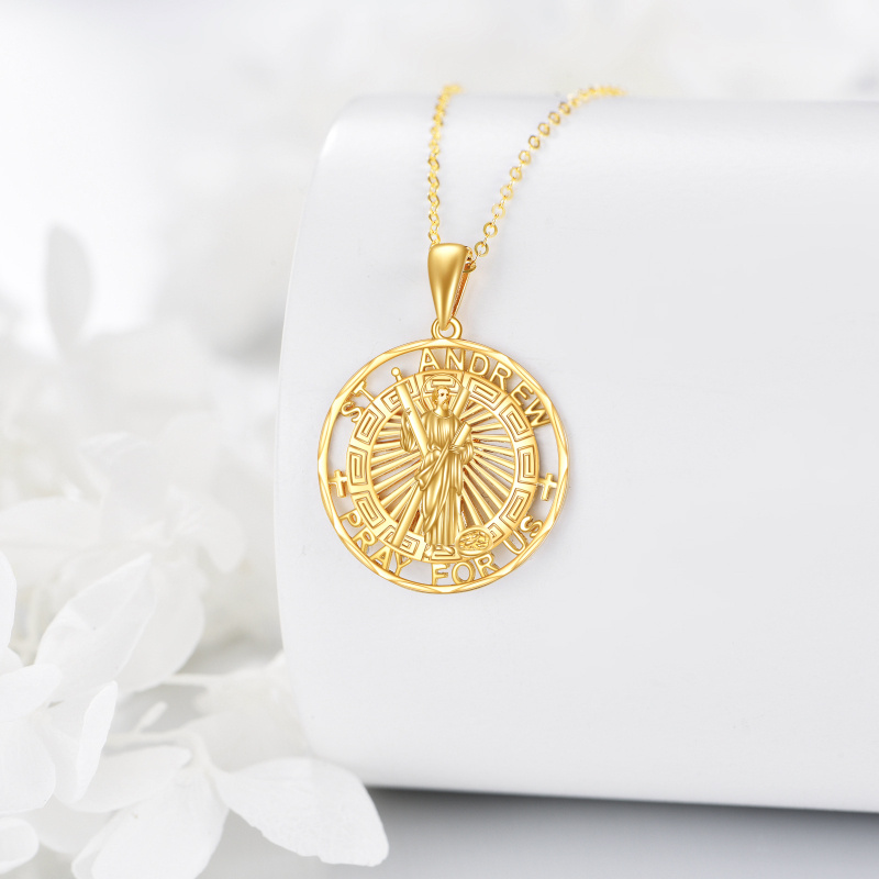 قلادة سانت أندرو من الذهب الأبيض عيار 14 قيراطًا مع كلمة محفورة-4