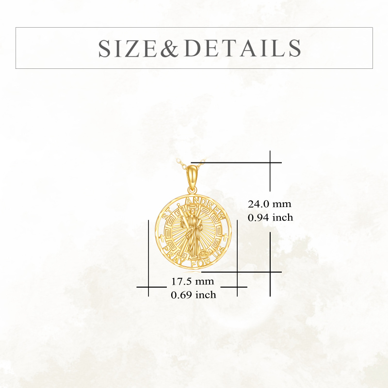 قلادة سانت أندرو من الذهب الأبيض عيار 14 قيراطًا مع كلمة محفورة-5